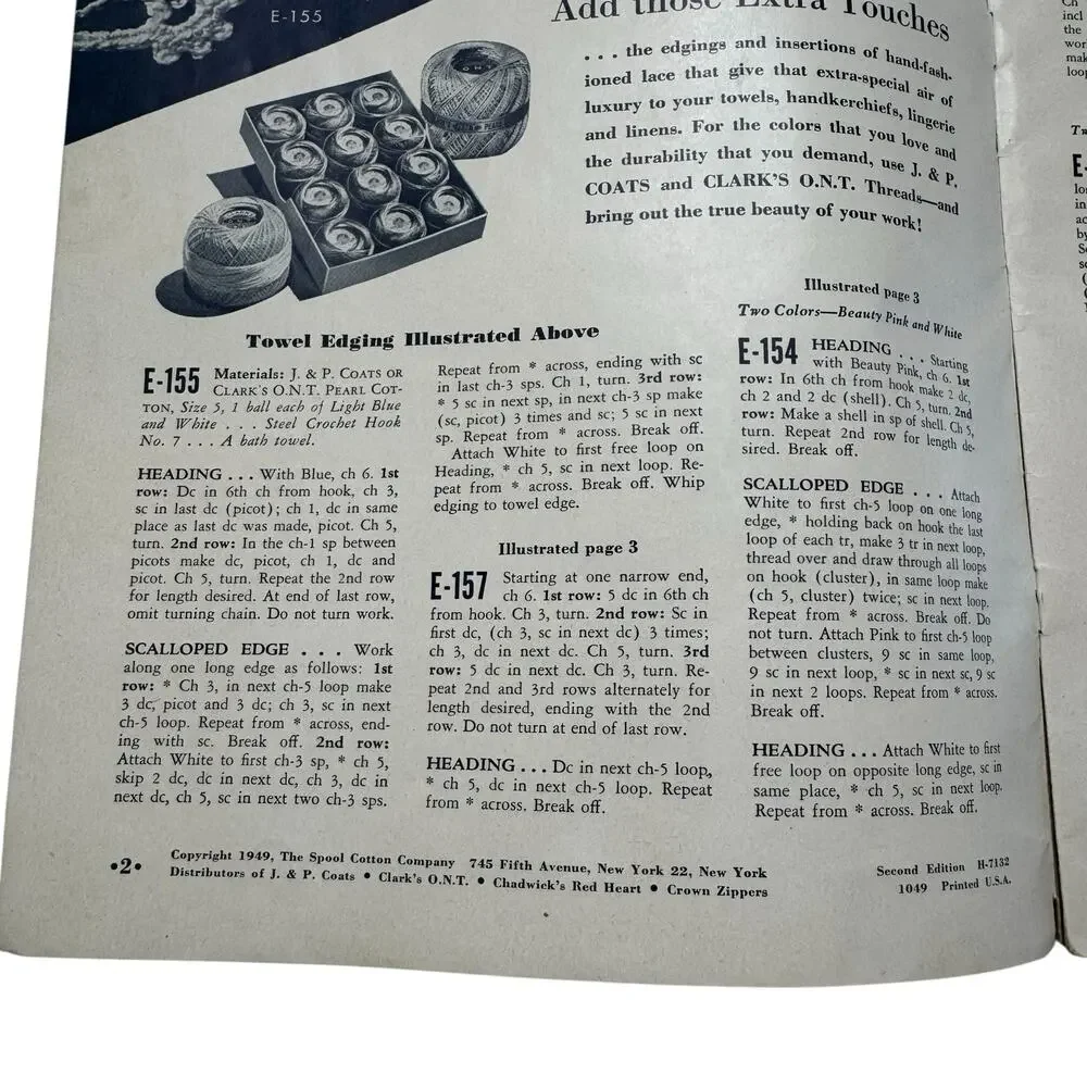 Vintage 1949 Edgings Collar and Cuff Set Sewing Directions Pamphlet #254 Spool